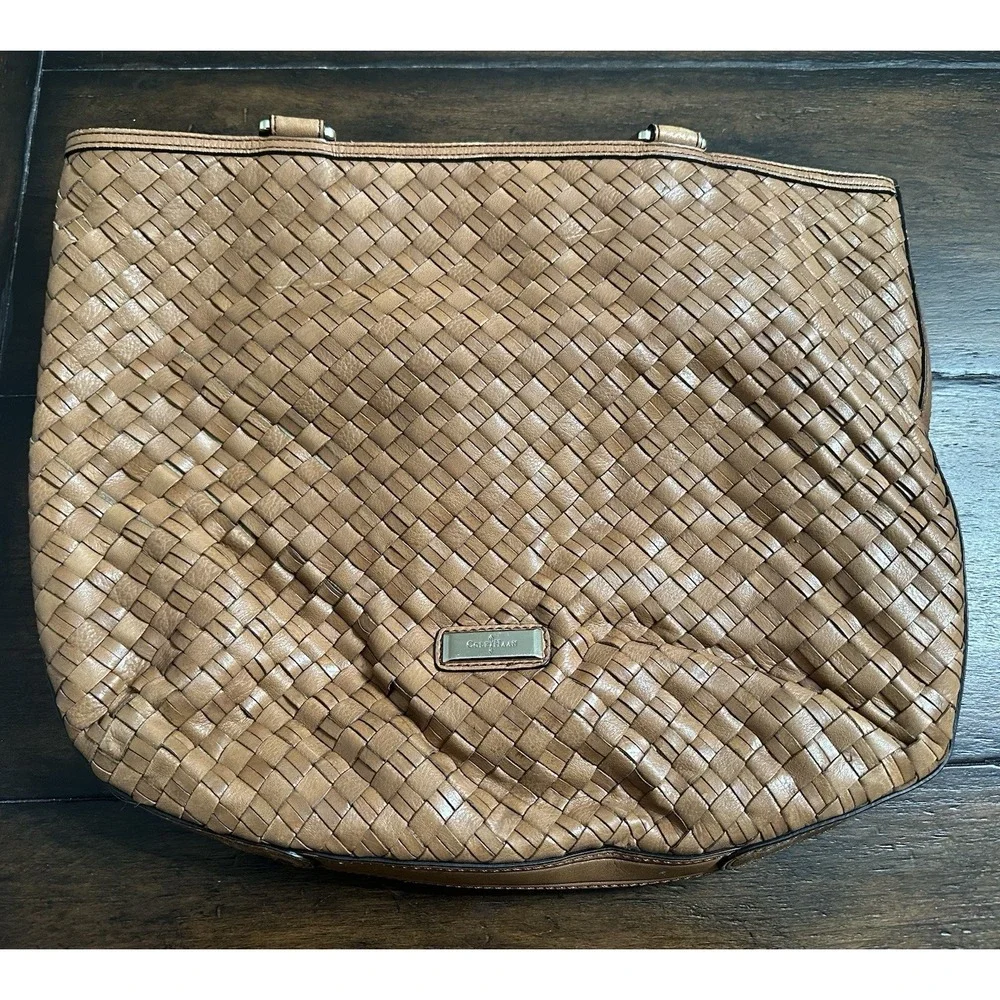 Cole Haan Brown Woven Leather Lined Shoulder Tote‎ Boho